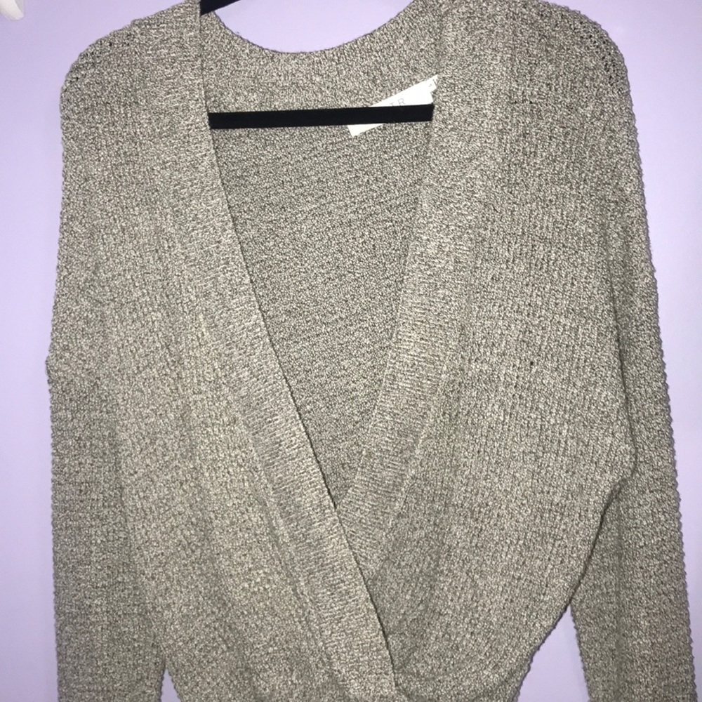 gray deep v sweater